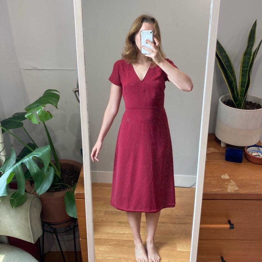 Red Ann Taylor Midi Dress